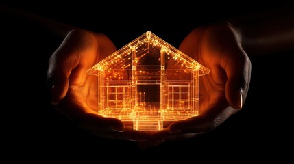 Hands gently holding a transparent house model symbolizing care and investment in real estate