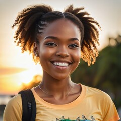 smiling young afro american girl, portrait