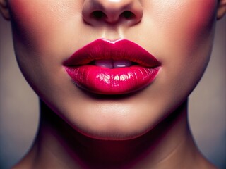 Naklejka premium Captivating Close-Up of Luscious Lips with a Soft Focus and Artistic Touch, Ideal for Beauty and Cosmetic Themes, Perfect for Marketing and Advertising Use