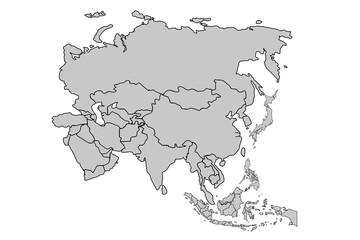 Asia map isolated on white background.for website layouts,background,education, precise,customizable,Travel worldwide,map silhouette backdrop,earth geography, political,reports.political map vector.