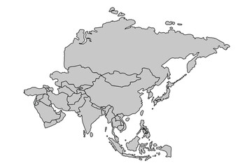 Asia map isolated on white background.for website layouts,background,education, precise,customizable,Travel worldwide,map silhouette backdrop,earth geography, political,reports.political map vector.