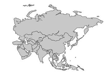 Asia map isolated on white background.for website layouts,background,education, precise,customizable,Travel worldwide,map silhouette backdrop,earth geography, political,reports.political map vector.