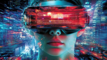 Person experiencing the metaverse virtual world through smartphone interface, showcasing blockchain and futuristic technology concepts