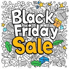 Bold and colorful Black Friday Sale announcement with decorative elements. Perfect for promotions and marketing