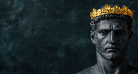 Majestic statue of a crowned figure