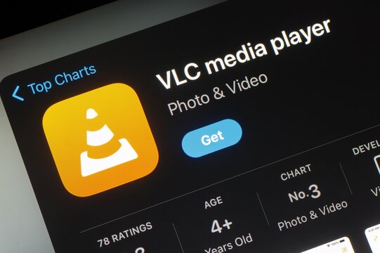 App store with VLC Media Player mobile application to play video files