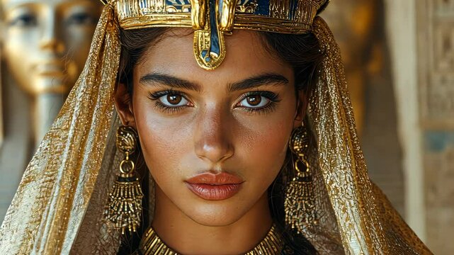 Young woman embodying the elegance and grace of cleopatra through captivating poses