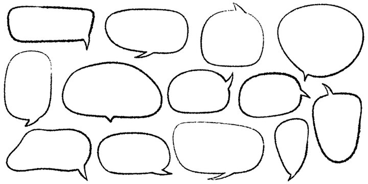 Hand drawn speech bubble scribble crayon. Squiggle, scratch doodle kid speech bubble. Crayon scratch texture shape children kid naive. Vector illustration