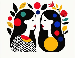 Fototapeta premium Whimsical abstract figures with colorful shapes and patterns