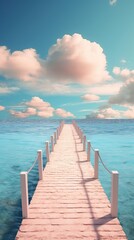 Beach sea floating bridge ocean outdoors horizon.