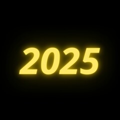 2025, DOIS MIL E  VINTE E CINCO, FUNDO PRETO NÚMERO DOURADO BRILHANTE