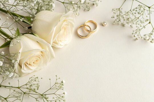 wedding rings and roses
