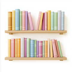 Naklejka premium A Collection of Colors Books on Wooden Shelves in Minimalist Style