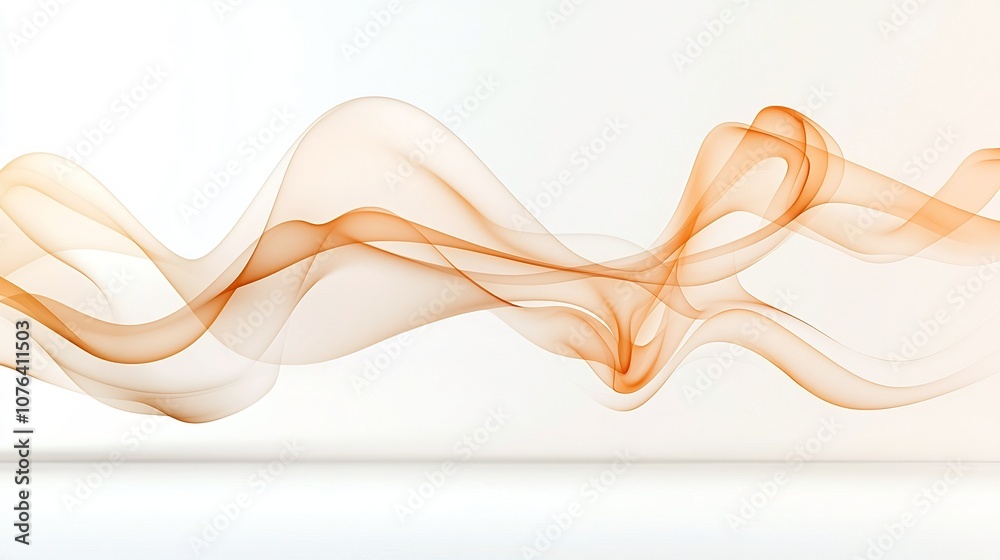 Aufkleber warm toned smoke in soft swirling lines with complex curves floating on a clean white background evo