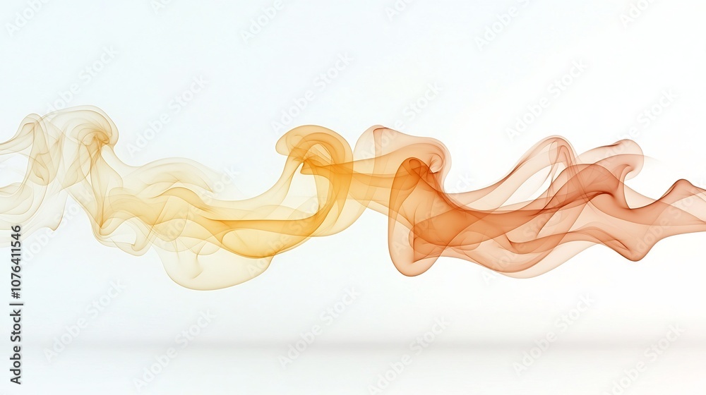Aufkleber Graceful flowing smoke swirls in warm orange and yellow tones creating a soft elegant and soothing atmosphere on a clean white background  The delicate