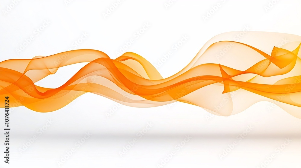 Aufkleber Smooth Flowing Abstract Smoke Formations in Vibrant Shades of Warm Orange and Golden Yellow Isolated on a White Background   Sophisticated Digital Art Texture or Backdrop