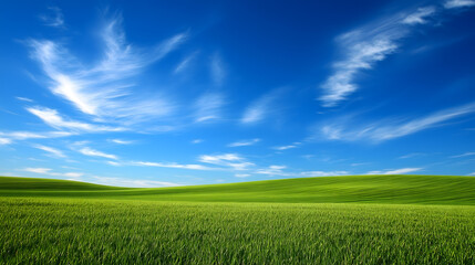 Fototapeta premium Green corn field with blue sky background