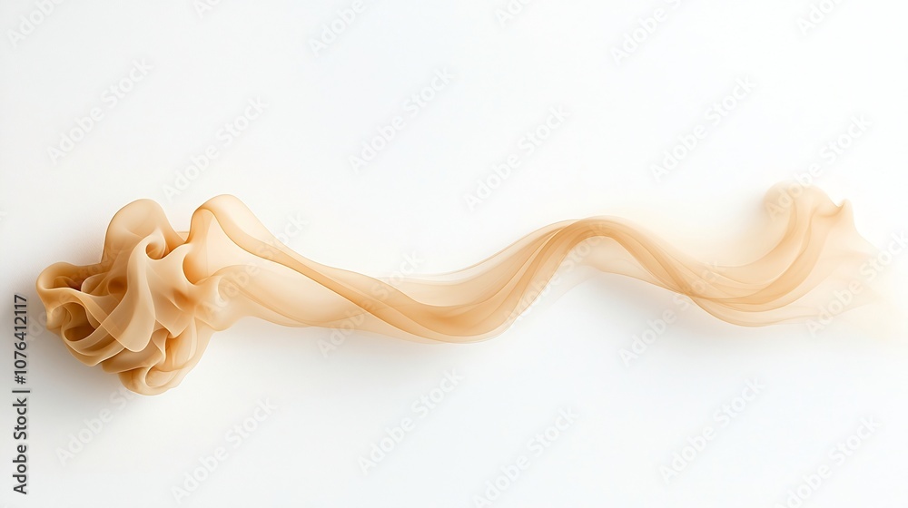 Leinwandbilder Mesmerizing abstract image of graceful flowing amber and golden smoke patterns curving smoothly on a clean white backdrop symbolizing a sense of warm gentle elegance and refined sophistication