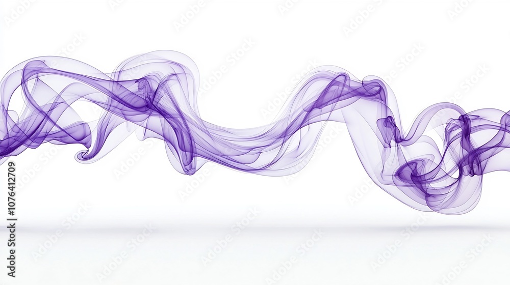 Aufkleber elegant and ethereal purple smoke flows in delicate graceful curves on a crisp white background crea