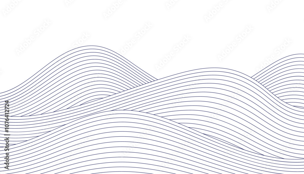 Poster Abstract wave line landscape background. japanese wave line pattern. ocean sea art. wave stripe background. black wavy line seamless pattern. ripple line pattern