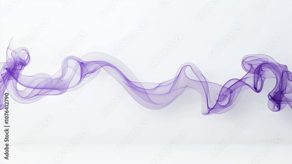Poster Mesmerizing purplehued smoke flows and swirls across a crisp white background creating a soft delicate and elegant abstract composition