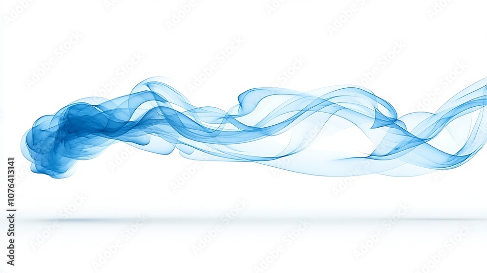 Leinwandbilder elegant flowing blue smoke drifting and curling on a serene white background creating a calming grac