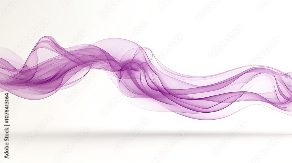 Aufkleber wispy ethereal purple smoke with smooth flowing and curving lines on a clean white background creati