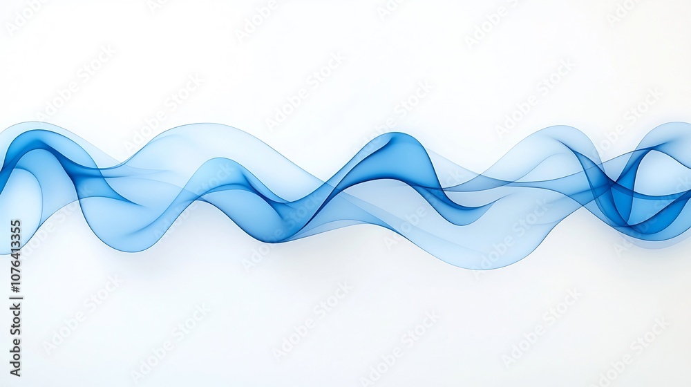 Fototapete Mesmerizing abstract background featuring elegant and flowing blue smoke patterns with graceful soft and complex curves isolated on a clean white backdrop symbolizing a sense of luxury