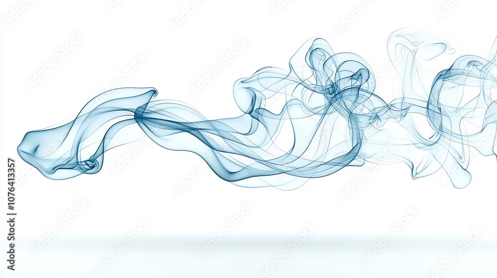 Aufkleber Captivating abstract artwork featuring swirling ethereal blue smoke patterns with soft complex curves and a sense of elegant luxurious flow  Evoking a calming meditative atmosphere