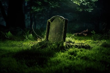 Old unmarked tombstone cemetery outdoors grass.