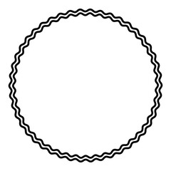 Two bold wavy lines forming a large black circle frame. Decorative border, made by two black serpentine lines. Snake-like circular frame and decorative surround. Isolated illustration. Vector.