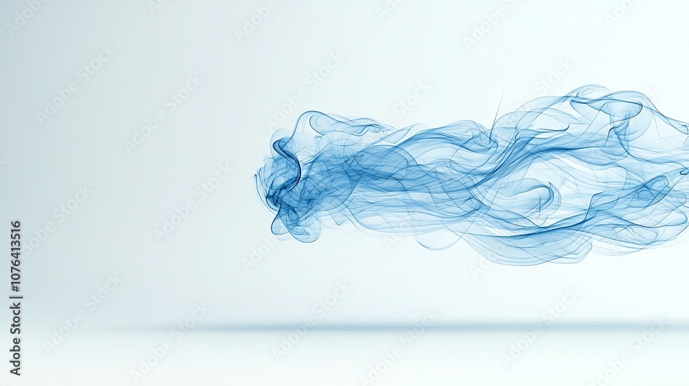 Aufkleber mesmerizing abstract image showcasing delicate blue smoke with flowing elegant curves on a clean whi