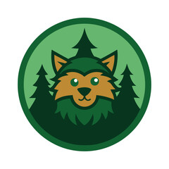 A friendly forest mascot logo featuring a cheerful, cartoon-style creature made of lush green leaves and earthy textures, symbolizing nature, sustainability, and outdoor adventure.