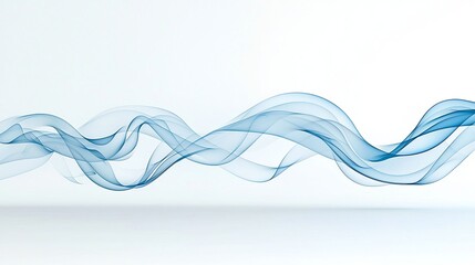 Captivating blue smoke with smooth flowing curves on a pristine white background capturing a gentle and elegant motion that creates a luxurious and calming effect
