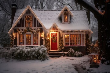 Fototapeta premium Christmas architecture building cottage.