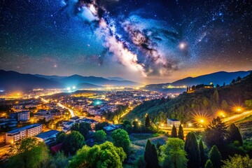 Captivating Night Photography: Exploring Urban Landscapes Under Starry Skies with Vibrant City Lights and Serene Natural Scenes