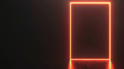 Fototapeta premium Modern 3D Border with Glowing Neon Edges Floating in Dark Space, Perfect for Futuristic Backgrounds and Creative Projects