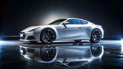 Captivating Night Photography of a White Car on a White Background, Showcasing Stunning Lighting and Reflections for Automotive Enthusiasts and Visual Artists