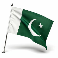 The Pakistan flag features a dark green field with a white vertical stripe.