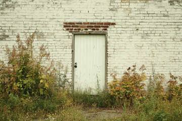 White Greenhouse with Natural Brick Wall and Narrow Structure for Space Efficiency