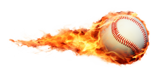 Baseball With Fire Trail  Isolated on Transparent Background PNG
