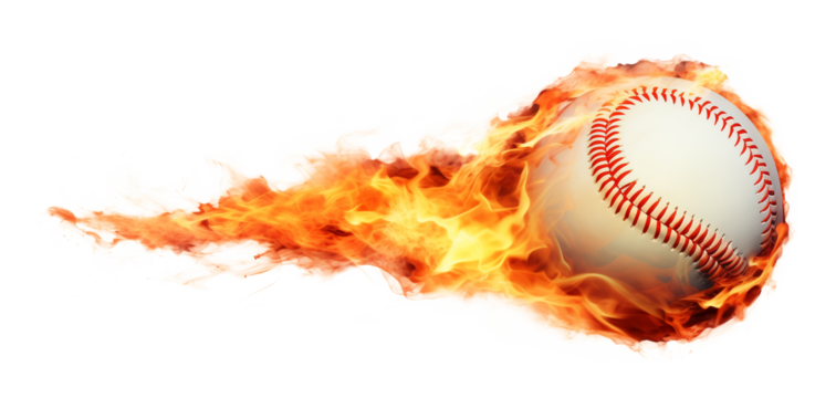 Baseball With Fire Trail  Isolated on Transparent Background PNG
