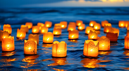 Floating Lantern Festival in Hawaii. The annual Memorial Day celebration on the island of Oahu. Floating Lantern Day.