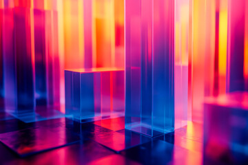 80s Retro Neon Art, Geometric Shapes and Bold Colors