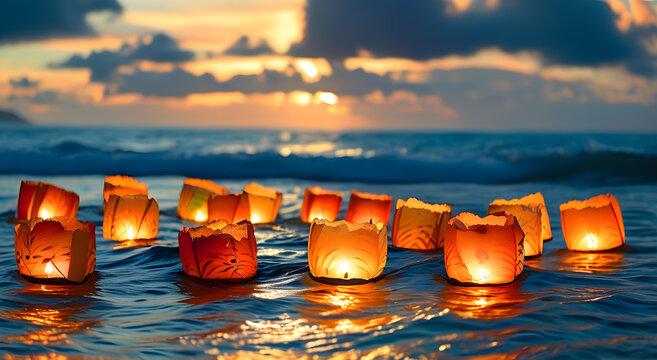 Floating Lantern Festival in Hawaii. The annual Memorial Day celebration on the island of Oahu. Floating Lantern Day.