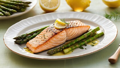 Grilled Salmon with Asparagus and Lemon