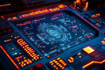Fototapeta premium Holographic Interface on Sci-Fi Control Panel