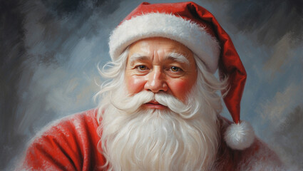 portrait of santa claus, gentle pastel colors, oil painting