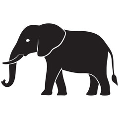 Fototapeta premium Silhouettes of African and Asian Elephants. Elephant Silhouettes for Wildlife and Nature Illustrations.