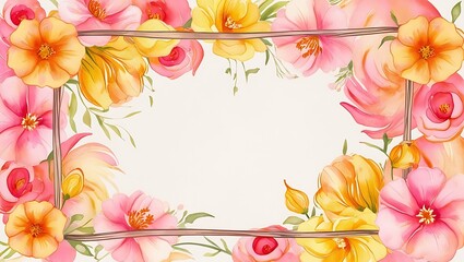Obraz premium Watercolor Floral Frame Border